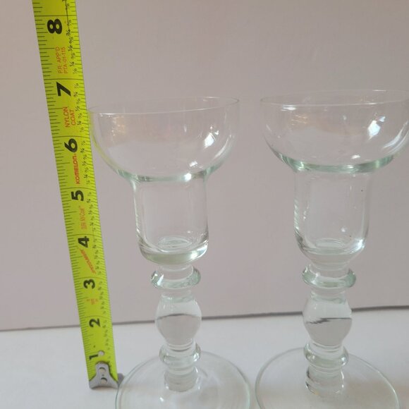 Pair Of Vintage Hand-Blown Glass candlesticks Goblets - Picture 5 of 5